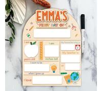 Personalized Wooden First and Last Day of School Board Sign, Reusable Back to School Sign for Kids, Custom Message Chalkboard Photo Prop for Kindergarten Preschool