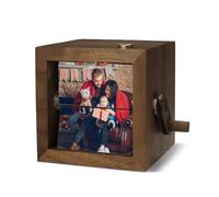 Personalized Wooden Flip Box, Custom Hand Crank Animation Photo Album with Light, Unique Memory Keepsake Gift for Mom, Dad, Couple, Family