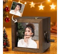 Personalized Wooden Flip Photo Album Box, Custom Animation Frame with LED Lighting, Ideal Christmas, New Year, or Birthday Gift for Friends and Family