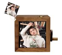 Personalized Wooden Flip Photo Album Frame, Custom Animation Box with LED Lighting, Thoughtful Holiday Gift for Friends, Besties, and Sisters on Christmas, Birthday, or New Year