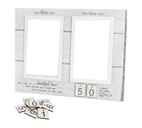 Personalized Wooden Frame For Anniversary Photos With Side By Side For Then & Now Layout, For Displaying Two 4x6 Photos Of Cherished Moments(The Old T)