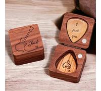 Personalized Wooden Guitar Picks with Case,Unique Custom Gift Ideas Christmas Birthday Gifts for Her, Him,Friends, Son, Daughter, Sister, Coworker, Wife, Girlfriend (box + 1 pick, walnut)