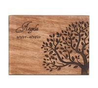 Personalized Wooden Memorial Urn for Pet & Humans - Tree Design with Birds, Custom Engraving - Medium (8"x6"x3.5") - Up to 100 lbs (45 Kg) Cremation Urn