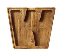 Personalized Wooden Money Box, A-Z Letters Wooden Piggy Bank, Coin Bank with DIY Alphabet Stickers, Money Saving Bank Coin Storage Box Birthday Xmas Back to School Gifts (W)