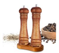 Personalized Wooden Pepper Mill Custom Pepper Grinder Kit with Name Text Manual Wooden Salt and Pepper Mills Shakers for Kitchen Cooking Housewarming Gift (2)