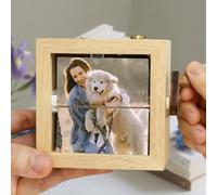Personalized Wooden Photo Flip Book - Custom Hand-Cranked Photo Frame with Light, Great Gift for Weddings, Anniversaries, Birthdays, Christmas, Men & Women