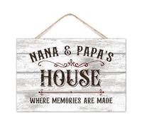 Personalized Wooden Plaque Sign NANA & PAPA'S House Where Memories Are Made Table Decor for Cottage Custom Established Wood Sign Bathroom Wall Decor Sign Gift Nursery 12x8in