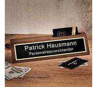 Personalized Wooden Printing Name plate, Customized Business Nameplate With Business Card Holder, Desk Decoration, Gifts For Boss, Teacher, Husband.