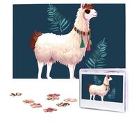 Personalized Wooden Puzzle 1000 Pieces Jigsaw Puzzles for Adults Alpaca Llama Family Reunion Puzzle Gift for Birthday Christmas