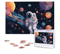 Personalized Wooden Puzzle 1000 Pieces Jigsaw Puzzles for Adults Astronaut Space Flight Family Reunion Puzzle Gift for Birthday Christmas