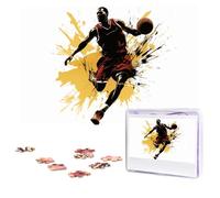 Personalized Wooden Puzzle 1000 Pieces Jigsaw Puzzles for Adults Basketball Man Dribbling in the Air Family Reunion Puzzle Gift for Birthday Christmas