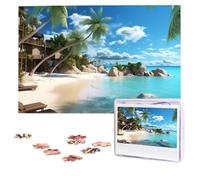 Personalized Wooden Puzzle 1000 Pieces Jigsaw Puzzles for Adults Beach Style Family Reunion Puzzle Gift for Birthday Christmas