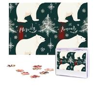 Personalized Wooden Puzzle 1000 Pieces Jigsaw Puzzles for Adults Christmas Polar Bear Family Reunion Puzzle Gift for Birthday Christmas