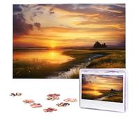Personalized Wooden Puzzle 1000 Pieces Jigsaw Puzzles for Adults Summer Sunset Landscape Family Reunion Puzzle Gift for Birthday Christmas