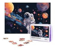 Personalized Wooden Puzzle 300 Pieces Jigsaw Puzzles for Adults Astronaut Space Flight Family Reunion Puzzle Gift for Birthday Christmas