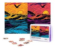 Personalized Wooden Puzzle 300 Pieces Jigsaw Puzzles for Adults Birds on the Sea Family Reunion Puzzle Gift for Birthday Christmas