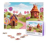 Personalized Wooden Puzzle 300 Pieces Jigsaw Puzzles for Adults Candy Land Family Reunion Puzzle Gift for Birthday Christmas