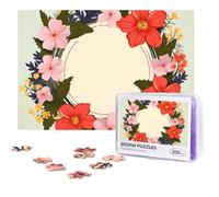 Personalized Wooden Puzzle 300 Pieces Jigsaw Puzzles for Adults Circle Floral Spring Wreath Family Reunion Puzzle Gift for Birthday Christmas