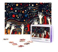 Personalized Wooden Puzzle 300 Pieces Jigsaw Puzzles for Adults Hands Reaching for The Stars Family Reunion Puzzle Gift for Birthday Christmas