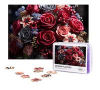 Personalized Wooden Puzzle 300 Pieces Jigsaw Puzzles for Adults Happy Valentine's Day Flowers Family Reunion Puzzle Gift for Birthday Christmas