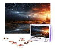 Personalized Wooden Puzzle 300 Pieces Jigsaw Puzzles for Adults Two Photos of the Night Sky Family Reunion Puzzle Gift for Birthday Christmas