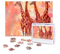 Personalized Wooden Puzzle 500 Pieces Jigsaw Puzzles for Adults A Set of Giraffe Patterns Family Reunion Puzzle Gift for Birthday Christmas