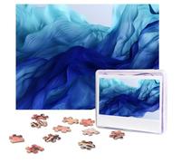 Personalized Wooden Puzzle 500 Pieces Jigsaw Puzzles for Adults Abstract Blue Like Wave Family Reunion Puzzle Gift for Birthday Christmas