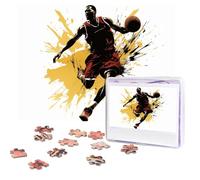 Personalized Wooden Puzzle 500 Pieces Jigsaw Puzzles for Adults Basketball Man Dribbling in the Air Family Reunion Puzzle Gift for Birthday Christmas