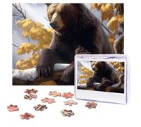 Personalized Wooden Puzzle 500 Pieces Jigsaw Puzzles for Adults Bear on The Branch Family Reunion Puzzle Gift for Birthday Christmas