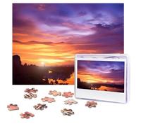 Personalized Wooden Puzzle 500 Pieces Jigsaw Puzzles for Adults Beautiful Sunset at Thailand Family Reunion Puzzle Gift for Birthday Christmas