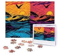 Personalized Wooden Puzzle 500 Pieces Jigsaw Puzzles for Adults Birds on the Sea Family Reunion Puzzle Gift for Birthday Christmas