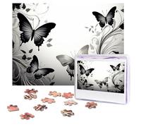 Personalized Wooden Puzzle 500 Pieces Jigsaw Puzzles for Adults Black Gray Butterflies Family Reunion Puzzle Gift for Birthday Christmas