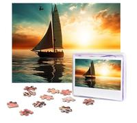 Personalized Wooden Puzzle 500 Pieces Jigsaw Puzzles for Adults Boat on The Ocean Family Reunion Puzzle Gift for Birthday Christmas