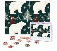 Personalized Wooden Puzzle 500 Pieces Jigsaw Puzzles for Adults Christmas Polar Bear Family Reunion Puzzle Gift for Birthday Christmas
