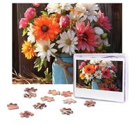 Personalized Wooden Puzzle 500 Pieces Jigsaw Puzzles for Adults Farm Fresh Flowers Spring Family Reunion Puzzle Gift for Birthday Christmas
