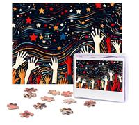 Personalized Wooden Puzzle 500 Pieces Jigsaw Puzzles for Adults Hands Reaching for The Stars Family Reunion Puzzle Gift for Birthday Christmas