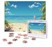 Personalized Wooden Puzzle 500 Pieces Jigsaw Puzzles for Adults Summer Beach Family Reunion Puzzle Gift for Birthday Christmas