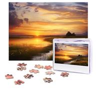 Personalized Wooden Puzzle 500 Pieces Jigsaw Puzzles for Adults Summer Sunset Landscape Family Reunion Puzzle Gift for Birthday Christmas
