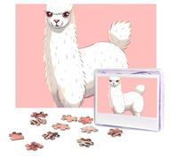 Personalized Wooden Puzzle 500 Pieces Jigsaw Puzzles for Adults White Alpaca Llama Family Reunion Puzzle Gift for Birthday Christmas