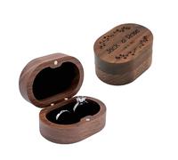 Personalized Wooden Ring Box,Custom Wooden Ring Holder Box for Engagement Wedding Ceremony with Text and Pattern,Customized Ring Bearer Box Anniversary Birthday Gifts for Him&Her (Oval shape)