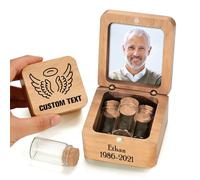 Personalized Wooden Small Urn for Human Ashes Customized Text & Photo with Glass Insert - Mini Urns for Human Ashes, Dog Cat Hair Ashes, Pet Urn Keepsake for Loved Ones or Pets (Raw wood)