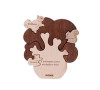 Personalized Wooden Squirrel Puzzle with 1-4 Family Names, Custom Family Name Sculpture for Home Decor, Personalised Gifts for Mom Dad Kids, Birthdays, Christmas, Anniversary, House Warming