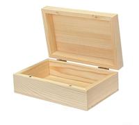 Personalized Wooden Storage Box, 14 x 9 x 5 cm Light Wood Keepsake Container for Custom Engraving or Painting Natural Wood Finish for Wedding Keepsakes and Christmas Eve Gifts