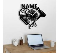 Personalized Wooden Wall Clock with Custom Text Hairdresser Gifts Wall Art Clock for him and her Beauty Salon Clock Wall Decor Art Decorations Hair Hairdresser Gift for Bedroom Living Room Kitchen