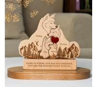 Personalized Wooden Wolf Puzzle with 2-6 Family Name,We are Custom Family Member Names Puzzle Home Gifts,Gift for Mom&Dad,Mother's Day,Father’s Day,House Warming Decor (2 Wolf)