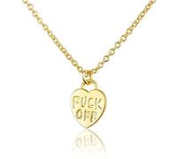 Personalized Words Minimalist Heart Pendant Necklace Chain Choker Women Girls Inspirational Jewelry Stackable Simple Cool Dainty Fashion BFF Birthday Daughter Gifts Christmas 16-18inch (Gold)