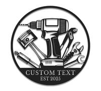 Personalized Workshop Metal Sign - Custom Builder Name & Tools Wall Art - Garage, Man Cave, or Shop Decor for Handymen & Contractors (Style-5)