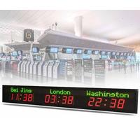 Personalized World Time LED Wall Clock with Automatic Calibration and Large Digital Display for Hotels, Enterprises, and Airports