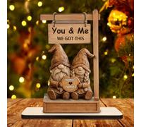 Personalized You and Me We Got This Gnome Plaque Custom 2D Flat Gnome Couple Wooden Plaque with Name Anniversary Couple Sign Wedding Decoration Gift for Husband Wife Grandparent Valentines,01