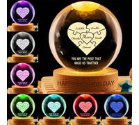 Personalized You Are The Piece That Holds Us Together Crystal Ball Night Light, Custom Names Heart Puzzle Crystal Ball Led Lamp, Mothers Day Birthday Decor Gifts for Grandma Mom Nana (Style 22)